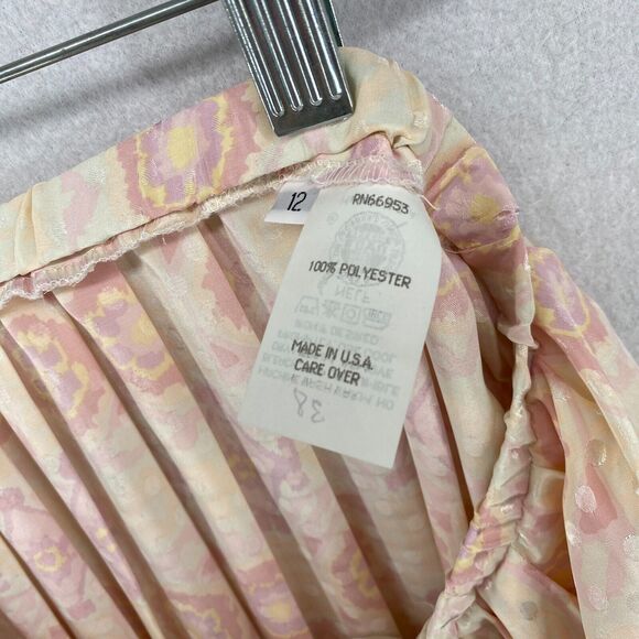 CASTLEBERRY CLUB Set Suit 12 Floral Double Breasted Top & Pleated Skirt Pink USA - Picture 11 of 16